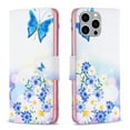 thumbnail image 1 of Feishell for iPhone 15 Pro (6.1 inch) Case,Fashion Painted Pattern PU Leather Shockproof Magnetic Clasp Flip Cover with Card Slots Kickstand Wallet Phone Case,H-Butterfly & Flower, 1 of 8