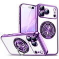 thumbnail image 1 of Feishell for iPhone 15 Pro Case with Camera Lens Film Protection & Ring Stand [360° Rotatable Ring Holder Magnetic Kickstand] [Support Car Mount] Transparent Shockproof Phone Cover,Purple, 1 of 9