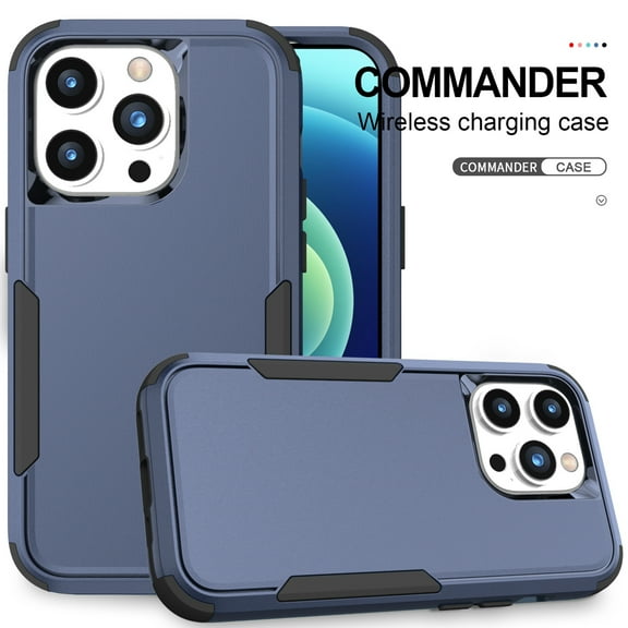 Feishell for iPhone 15 Pro Durable Rugged Case, [Three Layers Protection] [Military Grade Drop Protection] Heavy Duty Shockproof Anti-Scratch Support Wireless Charging Phone Case, Blue+Black
