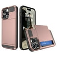 thumbnail image 1 of Feishell for iPhone 15 Pro Max Case with ID Credit Card Holder, Dual Layer Shockproof Hidden Sliding Card Slot Wallet Anti-Scratch Hard Shell Back Cover Slim Phone Case for iPhone 15 Pro Max,Rosegold, 1 of 12
