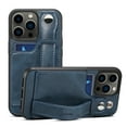 thumbnail image 1 of Feishell for iPhone 15 Pro Wallet Case with Card Credit Slot, Hand Wrist Strap Loop Holder Kickstand, Ring Holder PU Leather Camera Protection Shockproof Solid Color Cover, Blue, 1 of 9