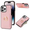 thumbnail image 1 of Feishell for iPhone 15 Pro Wallet Case with Card Holder, 360°Rotation Ring Holder Kickstand, Premium PU Leather RFID Blocking Card Pocket Protective Cover For iPhone 15 Pro, Pink, 1 of 11