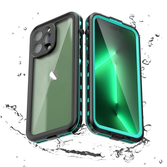 Feishell for iPhone 15 Pro Waterproof Case Built-in Screen Protector Clear Water Proof Shockproof Dustproof Snowproof Full Body Rugged Transparent Underwater Phone Case,Blue