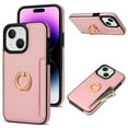 thumbnail image 1 of Feishell for iPhone 15 Wallet Case with Card Holder, 360°Rotation Ring Holder Kickstand, Premium PU Leather RFID Blocking Card Pocket Protective Cover For iPhone 15, Pink, 1 of 10