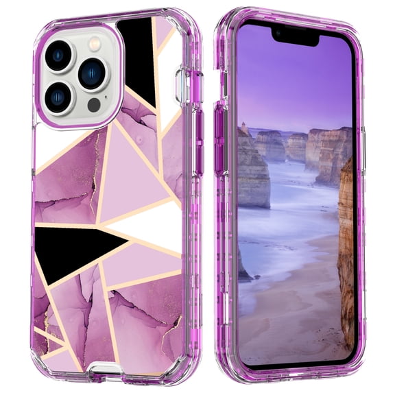 Feishell for iPhone 16 Case,Cute Marble Pattern 3 in 1 Shockproof Slim Hybrid Protective Cover for Women Girls Hard PC Soft TPU Bumper Three Layer Drop Protection Anti-scratch Phone Case,O