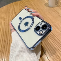 Feishell for iPhone 16 Case, Phone Case iPhone 16 Pro with MagSafe, Clear Magnetic Plated Slim Thin Shockproof Soft TPU Electroplated Bumper Protective Cover for iPhone 16,Blue