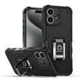thumbnail image 1 of Feishell for iPhone 16 Cover with Metal Ring Folding Kickstand,Drop Protection Magnetic Car Mount Shockproof Durable Dual Layer Hybrid Rugged Protective Phone Case,Black, 1 of 6