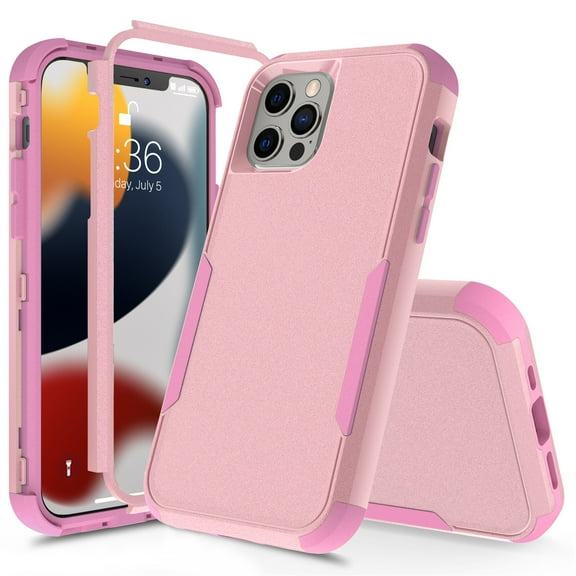 Feishell for iPhone 16 Durable Rugged Case, [Three Layers Protection] [Military Grade Drop Protection] Heavy Duty Shockproof Anti-Scratch Support Wireless Charging Phone Case, Pink