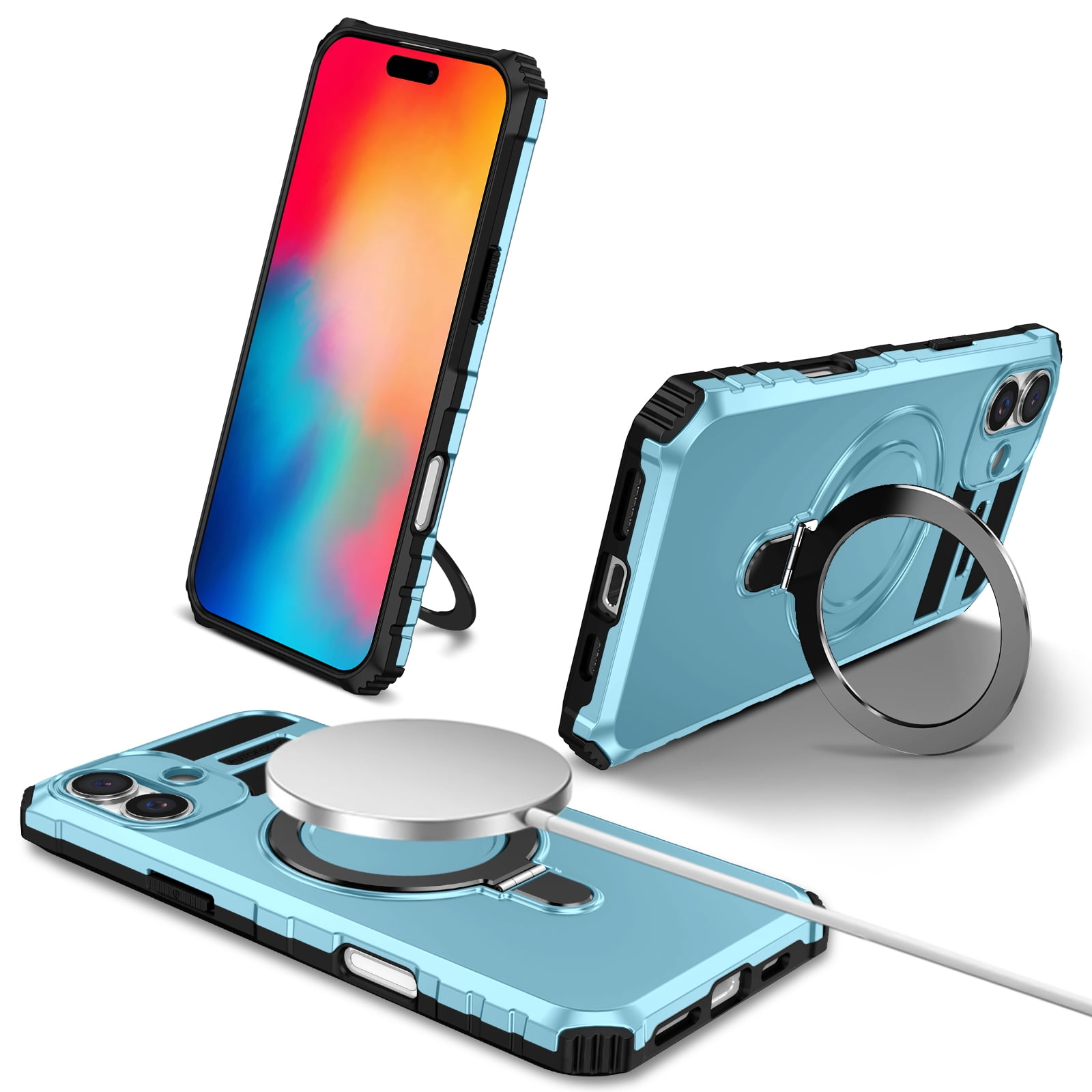 Feishell for iPhone 16 Plus Armor Case Stand, [Compatible with MagSafe ...