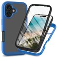 thumbnail image 1 of Feishell iPhone 16 Plus Case Built-in Screen Protector Clear Rugged 360 Full Body Protective Shockproof Hard Back Soft TPU Military Dual Layer Heavy Duty Bumper Anti-Scratch Cover Case, Darkblue, 1 of 5