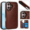 thumbnail image 1 of Feishell for iPhone 16 Plus Wallet Case with Card Holder,Double Magnetic Clasp Back Flip Kickstand Durable PU Leather Shockproof Card Slots Protective Phone Case for Women Men, Brown, 1 of 11