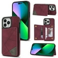 thumbnail image 1 of Feishell for iPhone 16 Pro Back Flip Case with Credit Card Slots,Shockproof Durable PU Leather Magnetic Button Adjustable Kickstand Wallet Phone Case for Women Men,Winered, 1 of 11