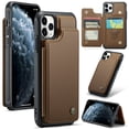 thumbnail image 1 of Feishell for iPhone 16 Pro Case with Card Holder, Wallet Case for Women Men with RFID Blocking, Durable PU Leather Kickstand Magnetic Clasp Shockproof Phone Case,Brown, 1 of 9