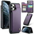 thumbnail image 1 of Feishell for iPhone 16 Pro Case with Card Holder, Wallet Case for Women Men with RFID Blocking, Durable PU Leather Kickstand Magnetic Clasp Shockproof Phone Case,Purple, 1 of 9
