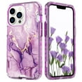 thumbnail image 1 of Feishell for iPhone 16 Pro Case,Cute Marble Pattern 3 in 1 Shockproof Slim Hybrid Protective Cover for Women Girls Hard PC Soft TPU Bumper Three Layer Drop Protection Anti-scratch Phone Case,D, 1 of 7