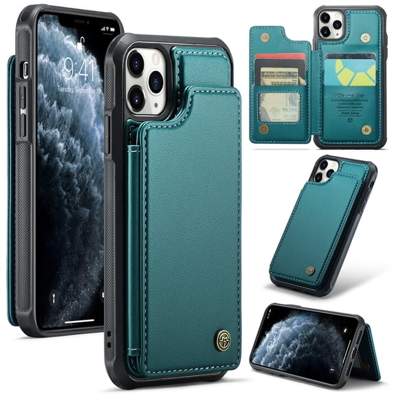 Feishell for iPhone 16 Pro Max Case with Card Holder, Wallet Case for Women Men with RFID Blocking, Durable PU Leather Kickstand Magnetic Clasp Shockproof Phone Case,Blue