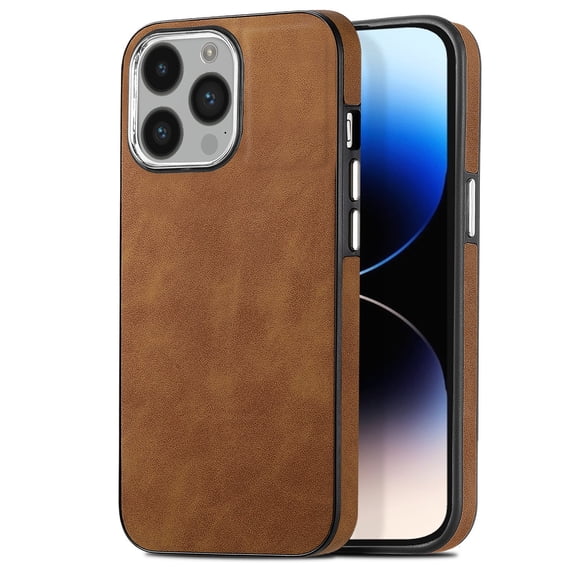 Feishell for iPhone 16 Pro Max Case with Hidden SIM Card Slots & Paper Clips Holder, Premium PU Leather TPU Shockproof Slim Cover with Plating Buttons for iPhone 16 Pro Max, Brown