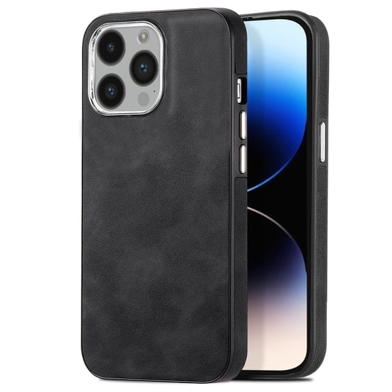 Feishell for iPhone 16 Pro Max Case with Hidden SIM Card Slots & Paper Clips Holder, Premium PU Leather TPU Shockproof Slim Cover with Plating Buttons for iPhone 16 Pro Max, Black