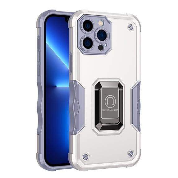 Feishell for iPhone 16 Pro Max Cover with Metal Ring Folding Kickstand,Drop Protection Magnetic Car Mount Shockproof Durable Dual Layer Hybrid Rugged Protective Phone Case,White
