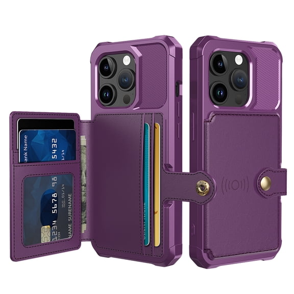Feishell for iPhone 16 Pro Wallet Case, with ID&Credit Card Holder Slots Pockets Wallet Back Cover Stand Flip Folio Leather Magnetic Absorption Cover For iPhone 16 Pro,
Purple
