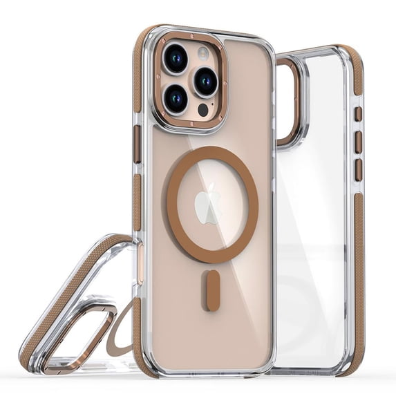 Feishell for iPhone 16 Transparent Case, Compatible with MagSafe Charging, Colored Bumper, Enhanced Screen & Camera Protection, Shockproof Clear Slim Phone Case for iPhone 16,Desert Gold