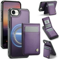 Feishell for iPhone 16e Case with RFID Blocking Card Holder iPhone 16e Case Magsafe Compatible Phone case Kickstand Wallet 2 in 1 Detachable Magnetic Leather Cover for Men Women, Purple