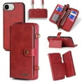 thumbnail image 1 of Feishell for iPhone 16e Crossbody Wallet Case,PU Leather Lager Capacity Detachable Cover Magnetic Buckle Card Slots Zipper Pocket Stand Phone Case with Adjustable Shoulder Strap,Red, 1 of 8