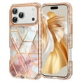 thumbnail image 1 of Feishell for iPhone 17 Pro Max Case,Cute Marble Pattern 3 in 1 Shockproof Slim Hybrid Protective Cover for Women Girls Hard PC Soft TPU Bumper Three Layer Drop Protection Anti-scratch Phone Case,F, 1 of 8