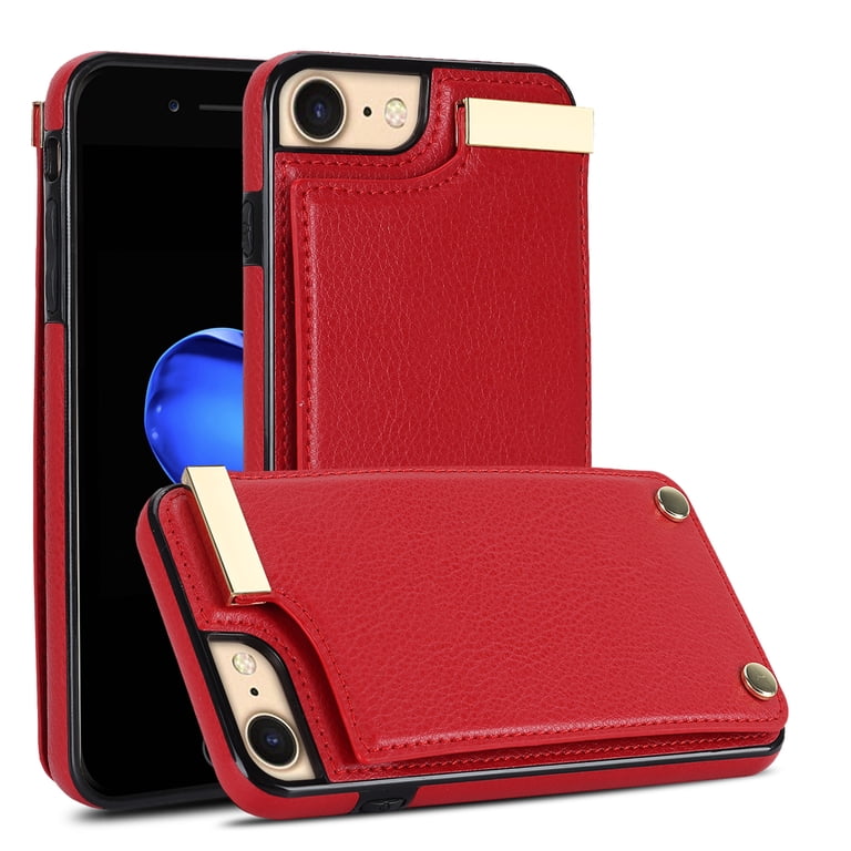 Leather Iphone Se 2020 Case With Card Holder On Back Feishell For IPhone  7/8/SE 2020/SE 2022 Inch Back Wallet Case With Back Accordion Folding Card  Holder,Shockproof Premium PU Leather Button Card