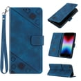 thumbnail image 1 of Feishell for iPhone 7 / 8 / SE 2020 / SE 2022 4.7 inch Wallet Case with Wrist Strap,Flip Cover with Embossed Pattern PU Leather Kickstand Card Slots Magnetic Clasp Folio Purse Phone Case,Blue, 1 of 7