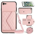 thumbnail image 1 of Feishell for iPhone 7 / 8 / SE 2020 / SE 2022 Case Wallet RFID Blocking Card Slot Holder, Magnetic Flip Kickstand Folio Purse Case, PU Leather Handbag with Detachable Crossbody Strap, Pink, 1 of 10