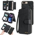 thumbnail image 1 of Feishell for iPhone 7 Plus/8 Plus Multi-Function Wallet Case, with Wrist Strap, Premium PU Leather 2 in 1 Magnetic Detachable Purse 14 Card Holder Slots Zipper Pocket Phone Case for Women Men,Black, 1 of 8