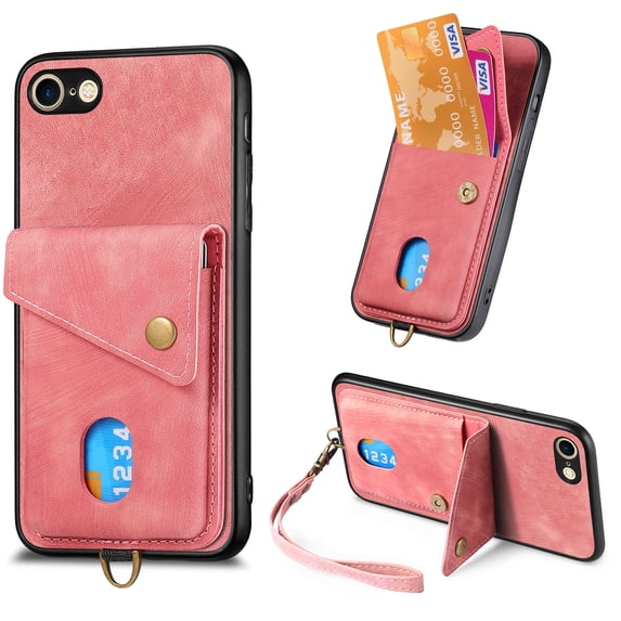 Feishell for iPhone 7 Plus/8 Plus, Wallet Case with Card Holder Leather Card Slots Kickstand Shockproof RFID Blocking Magnetic Clasp Protective Cover for Women Men For iPhone 7 Plus/8 Plus, Pink