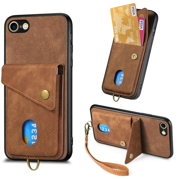 Feishell for iPhone 7 Plus/8 Plus, Wallet Case with Card Holder Leather Card Slots Kickstand Shockproof RFID Blocking Magnetic Clasp Protective Cover for Women Men For iPhone 7 Plus/8 Plus, Brown