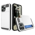 thumbnail image 1 of Feishell for iPhone 7 Plus/iPhone 8 Plus Case with ID Credit Card Holder, Dual Layer Shockproof Hidden Sliding Card Slot Wallet Anti-Scratch Hard Shell Back Cover Slim Phone Case,White, 1 of 12