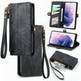 thumbnail image 1 of Feishell for iPhone X/XS Case Wallet, Retro High Quality Zipper Pouch PU Leather Strap Flip Case with Magnetic Closure,[RFID Blocking] Card Holder Kickstand for iPhone X/XS, Black, 1 of 9