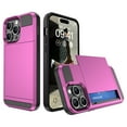 thumbnail image 1 of Feishell for iPhone X/iPhone XS Case with ID Credit Card Holder, Dual Layer Shockproof Hidden Sliding Card Slot Wallet Anti-Scratch Hard Shell Back Cover Slim Phone Case,Pink, 1 of 12