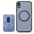 thumbnail image 1 of Feishell for iPhone XR Carbon Fibre Texture PU Leather Phone Case with Removable Card Pocket,Compatible with MagSafe Charging,Shockproof Luxury Magnetic Anti-Scratch Slim Phone Case,Blue, 1 of 7
