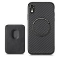 thumbnail image 1 of Feishell for iPhone XR Carbon Fibre Texture PU Leather Phone Case with Removable Card Pocket,Compatible with MagSafe Charging,Shockproof Luxury Magnetic Anti-Scratch Slim Phone Case,Black, 1 of 6