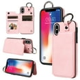 thumbnail image 1 of Feishell for iPhone XS/X Back Flip Wallet Case with ID Credit Card Slots & Metal Ring, Premium PU Leather Shockproof Magnetic Buckle Flip Kickstand Phone Case for Women Men,Rosegold, 1 of 10