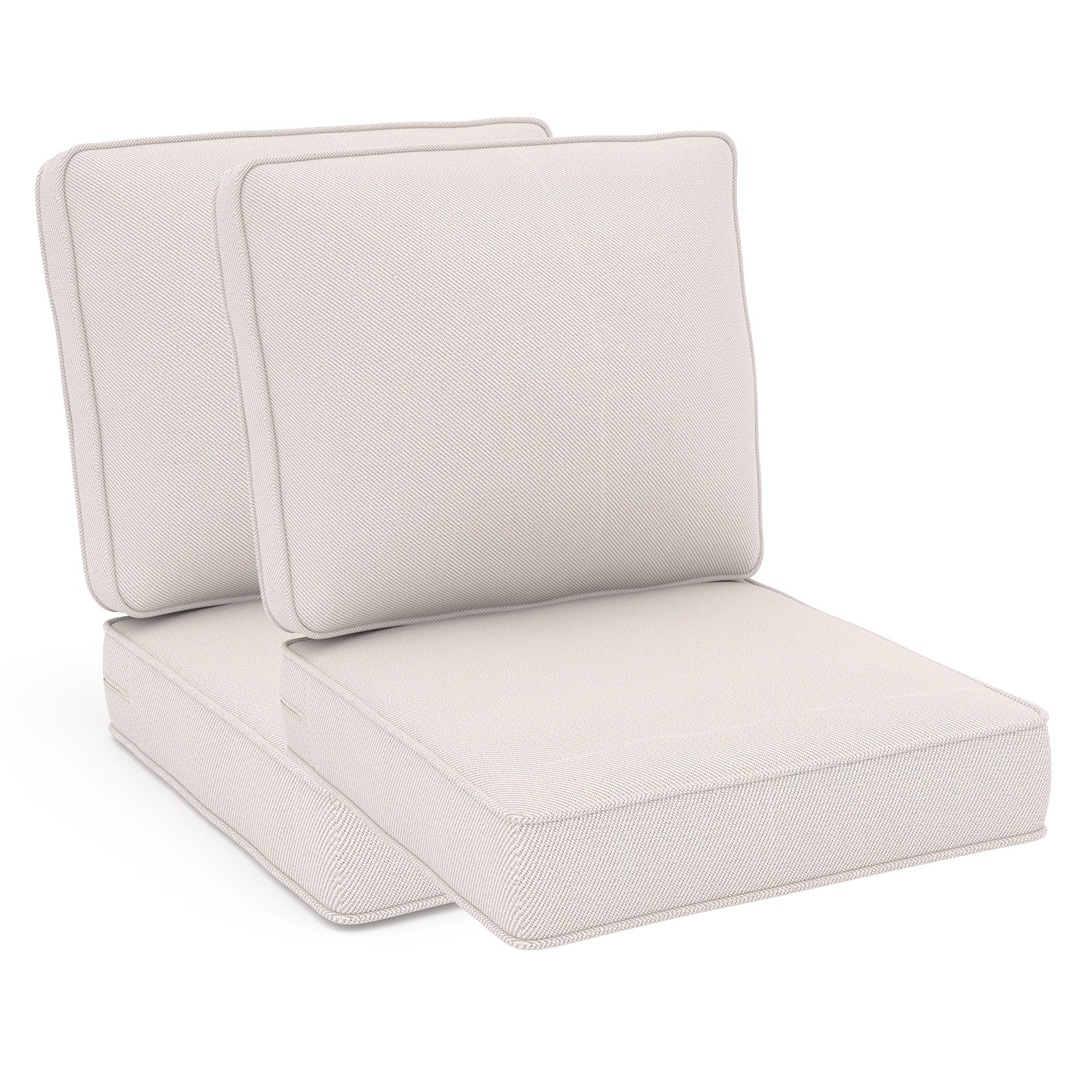 Feishominoo 23" x 24" x 4" Outdoor Back and Seat Cushions Set of 2, 4-Piece Replacement Deep Seating Cushions for Patio Furniture, Beige