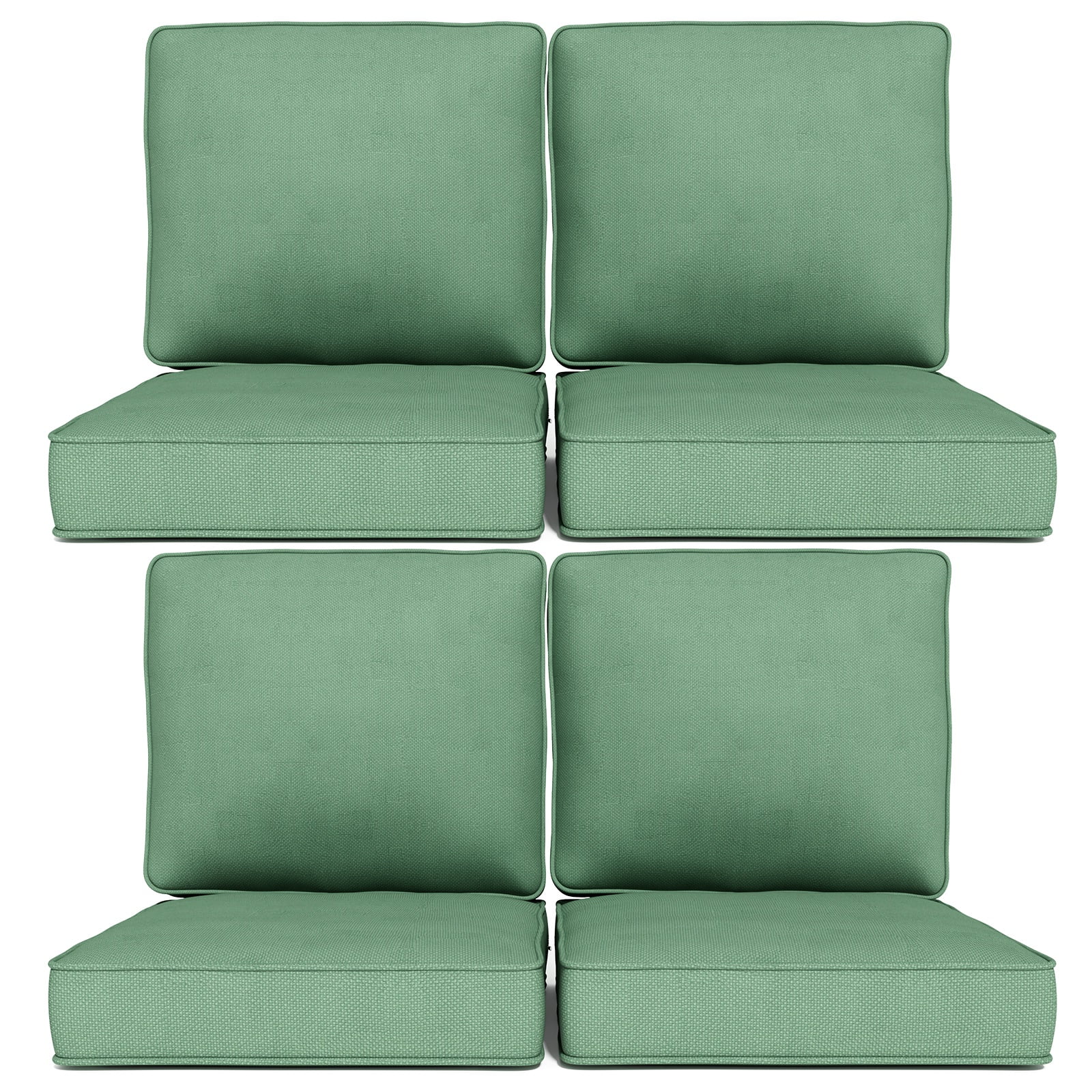 Feishominoo 23" x 24" x 4" Outdoor Back and Seat Cushions Set of 4, 8-Piece Replacement Deep Seating Cushions for Patio Furniture, Green