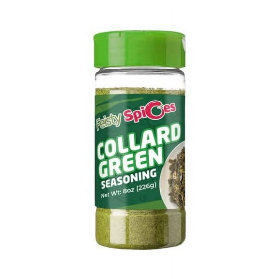 Feisty Spices Collard Green Seasoning Mix, 8 oz Bottle, Fresh Herbs for Spinach, Turnips, Kale and Salads