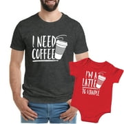 Feisty and Fabulous, Father Son Shirts, Dad and Son Matching Shirts, Red Latte & Gray Coffee