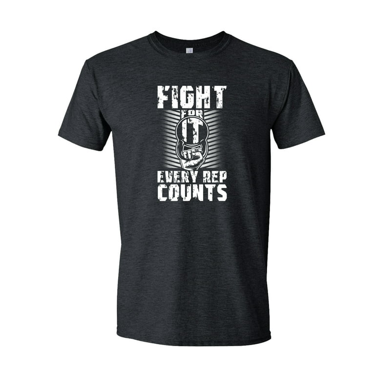 Feisty and Fabulous Mens Weightlifting Shirt, Fight for It, Gift for Dad,  Heather Gray Medium 