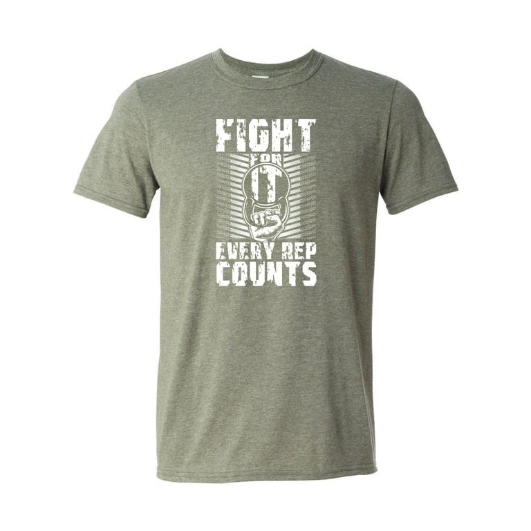 Feisty and Fabulous Mens Weightlifting Shirt, Fight for It, Gift for Dad,  Heather Gray Medium 