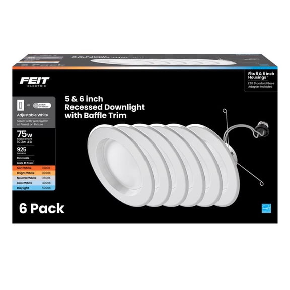 Feit White 5/6 in. W LED Recessed Downlight 75 W