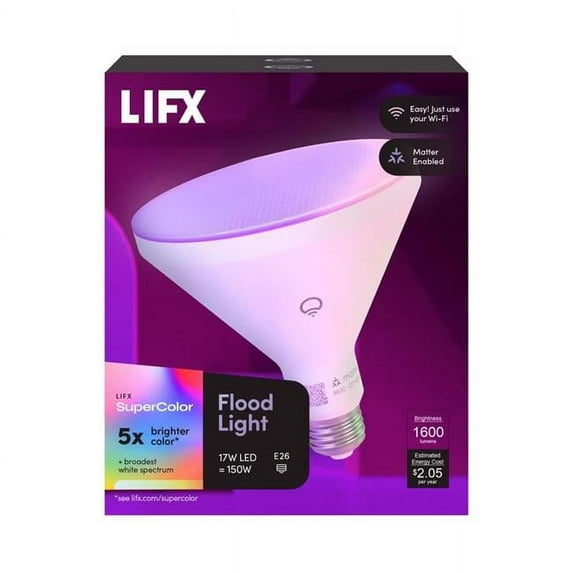 Feit 3018661 150W Equivalence LIFX PAR38 E26 Medium Smart-Enabled Color Changing LED Bulb