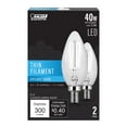 thumbnail image 1 of Feit B10 E12 (Candelabra) Filament LED Bulb Daylight 40 Watt Equivalence 2 pk, 1 of 16