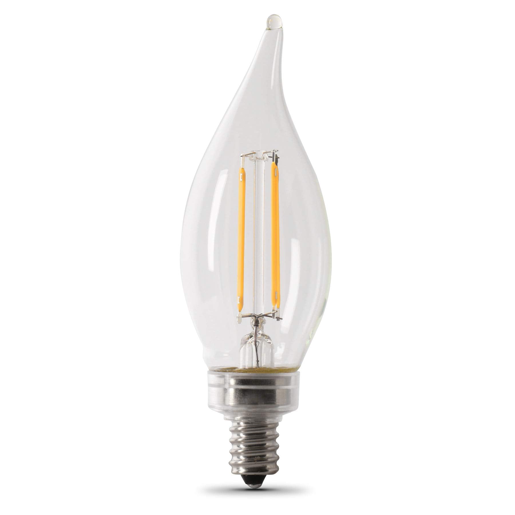 Feit Electric 25W Equivalent Clear Dimmable LED Candelabra Bulbs, 2-Pack